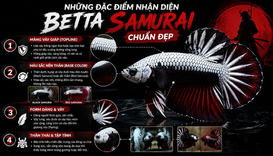 Những đặc điểm nhận diện betta samurai chuẩn đẹp