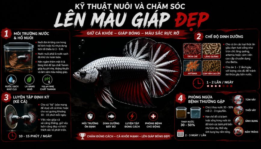 Kỹ thuật nuôi và chăm sóc lên màu giáp đẹp