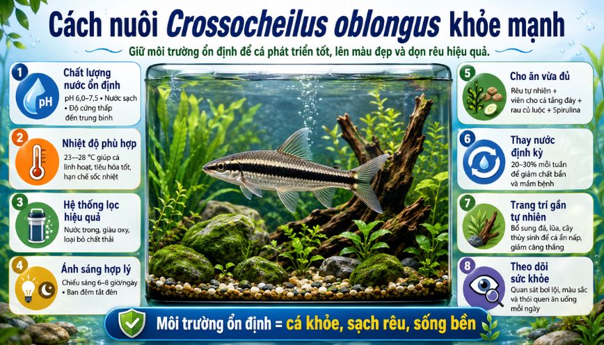 Cách nuôi Crossocheilus oblongus khỏe mạnh