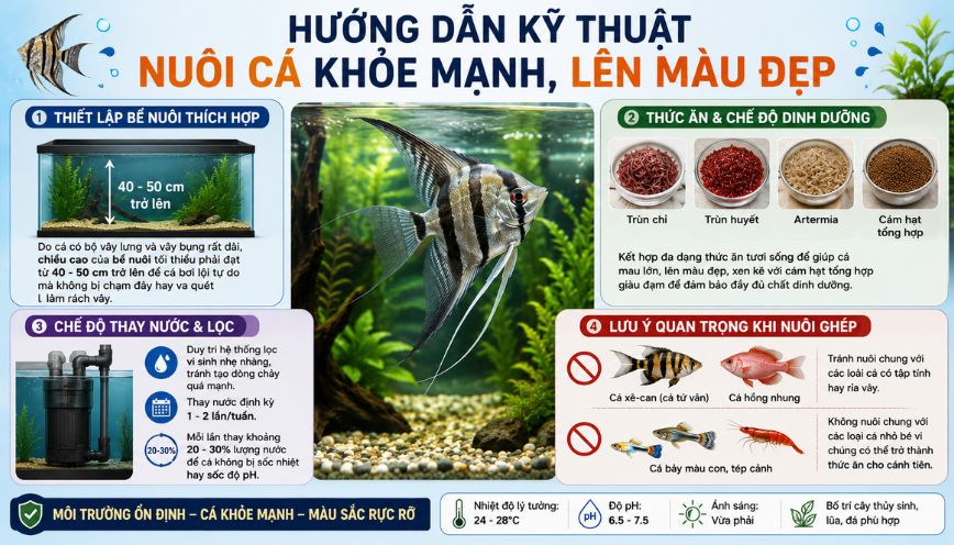 Hướng dẫn kỹ thuật nuôi cá khỏe mạnh, lên màu đẹp