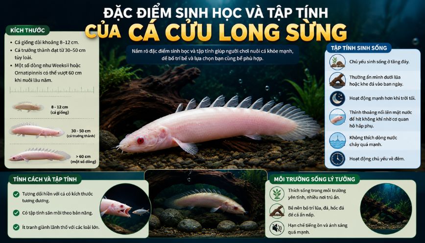 Đặc điểm sinh học và tập tính của cá cửu long sừng