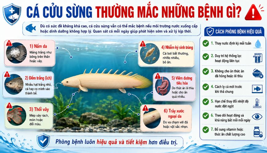 Cá rồng cửu sừng thường mắc những bệnh gì?