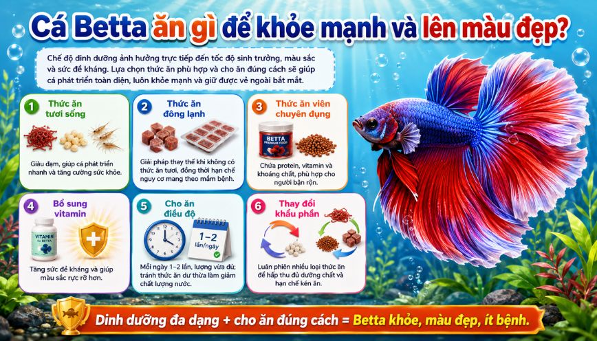 Cá Betta ăn gì để khỏe mạnh và lên màu đẹp?