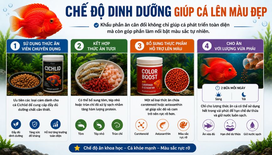 Chế độ dinh dưỡng giúp cá lên màu đẹp