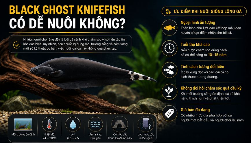 Black Ghost Knifefish có dễ nuôi không?