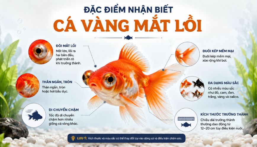 Đặc điểm nhận biết cá vàng mắt lồi