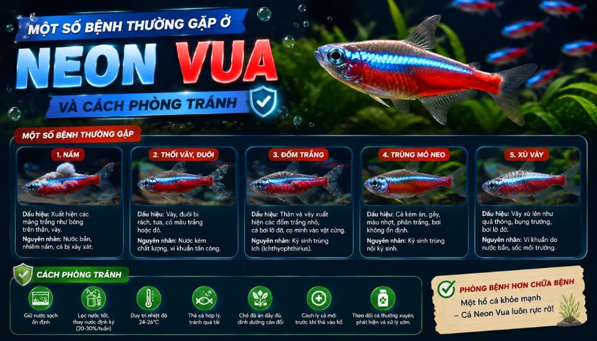 Một số bệnh thường gặp ở neon vua và cách phòng tránh
