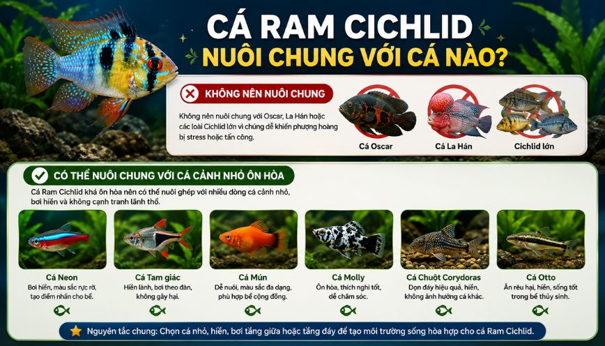 Cá Ram Cichlid nuôi chung với cá nào?