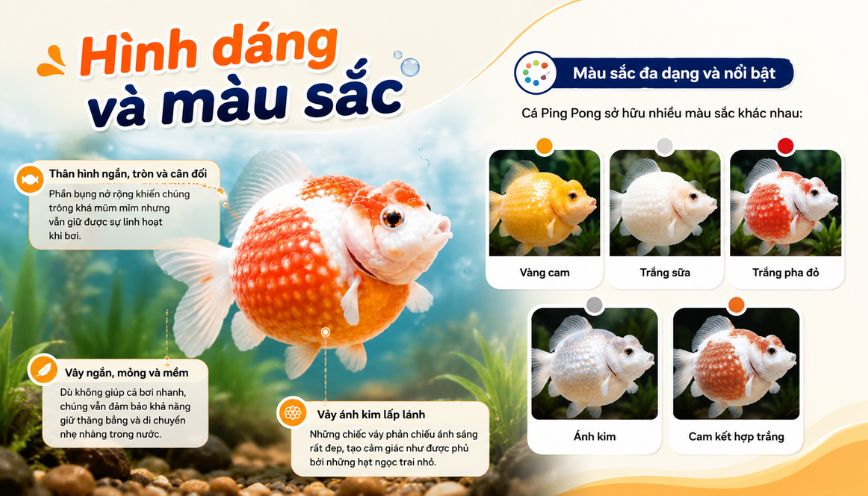 Hình dáng và màu sắc của cá vàng ngọc trai