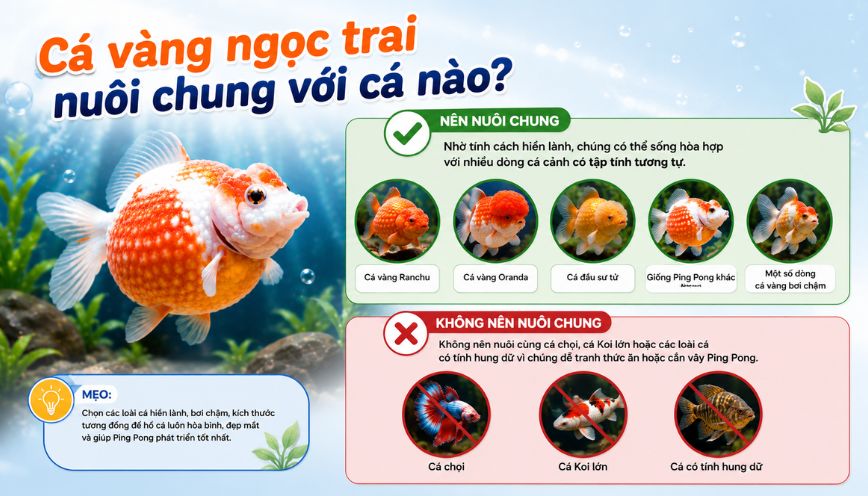 Cá vàng ngọc trai nuôi chung với cá nào?