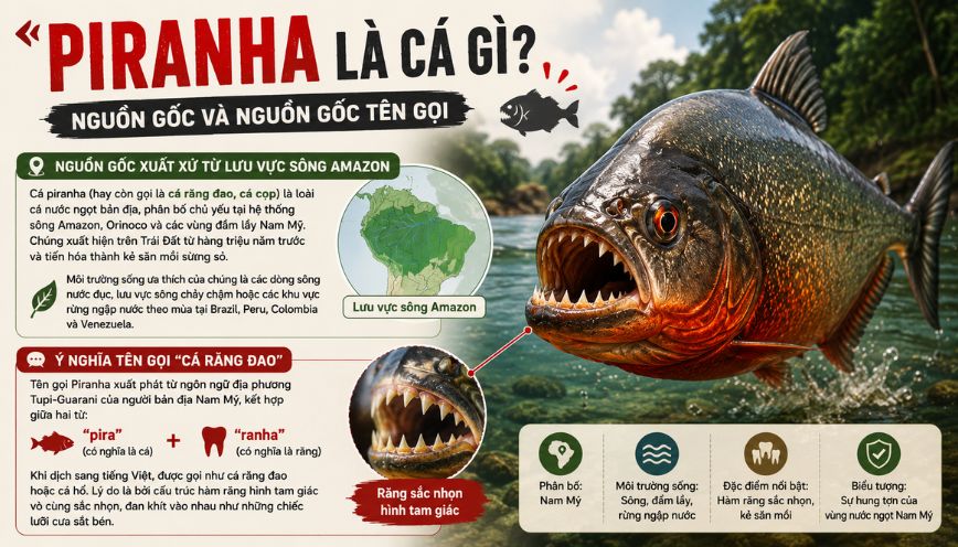 Piranha là cá gì? Nguồn gốc và nguồn gốc tên gọi