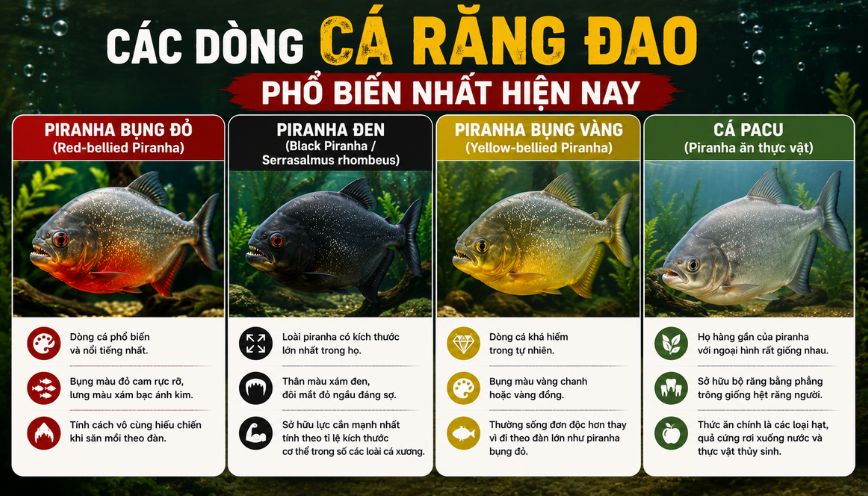 Các dòng cá răng đao phổ biến nhất hiện nay