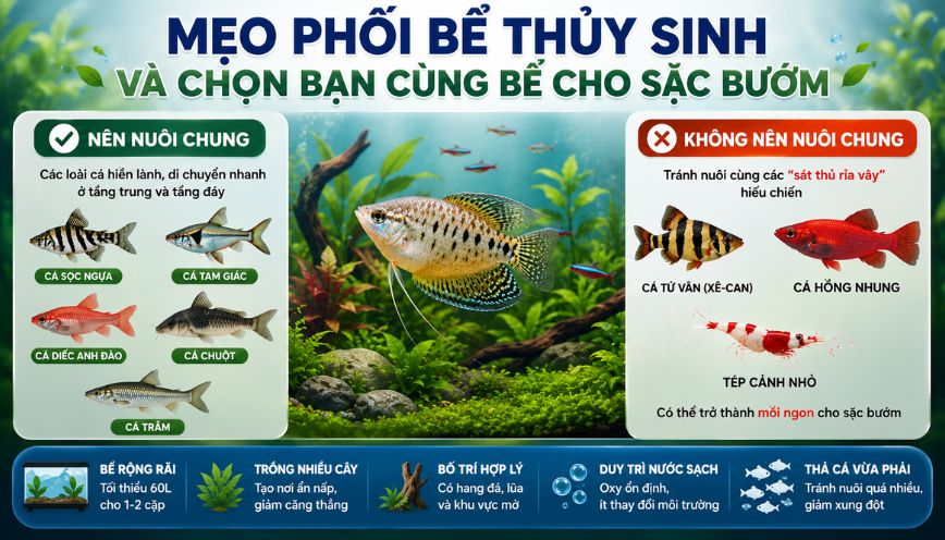 Mẹo phối bể thủy sinh và chọn bạn cùng bể cho sặc bướm