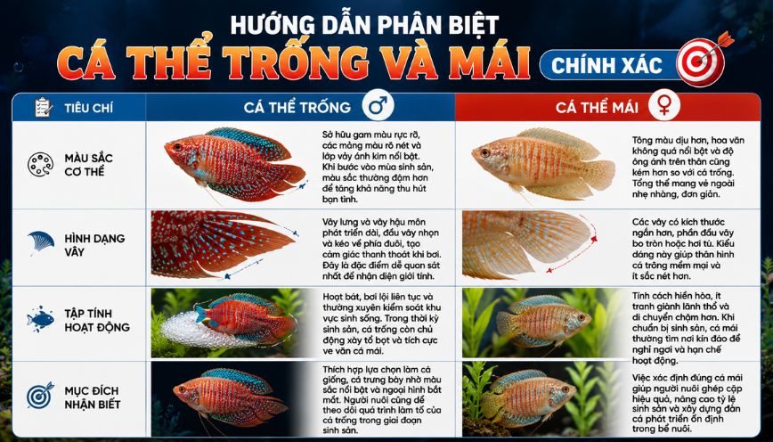 Hướng dẫn phân biệt cá thể trống và mái chính xác