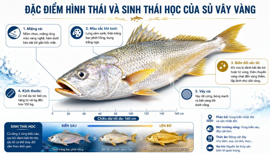 Đặc điểm hình thái và sinh thái học của sủ vây vàng