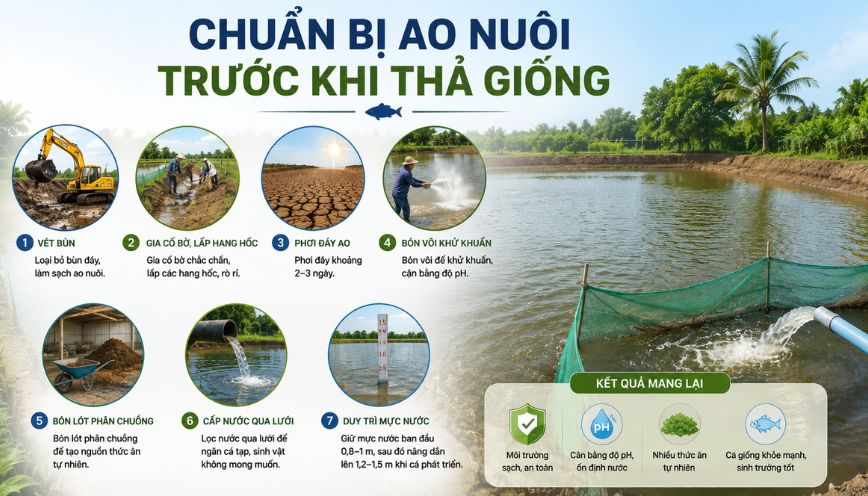 Chuẩn bị ao nuôi trước khi thả giống