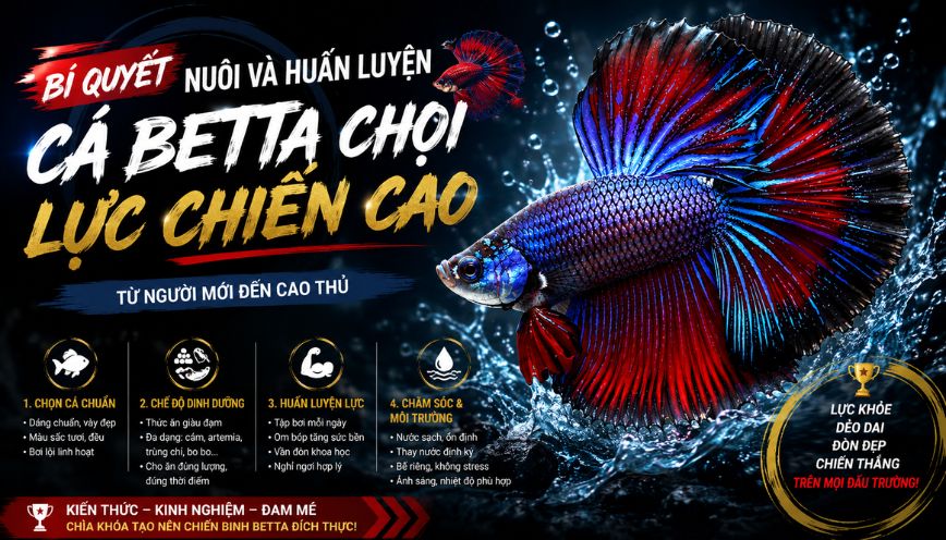 Bí quyết nuôi và huấn luyện cá Betta chọi lực chiến cao